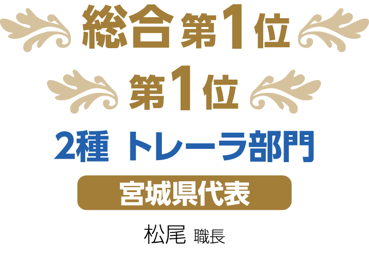 第51回 全国トラックドライバー・コンテスト総合第1位 第1位 2種トレーラ部門宮城県代表 松尾 職長