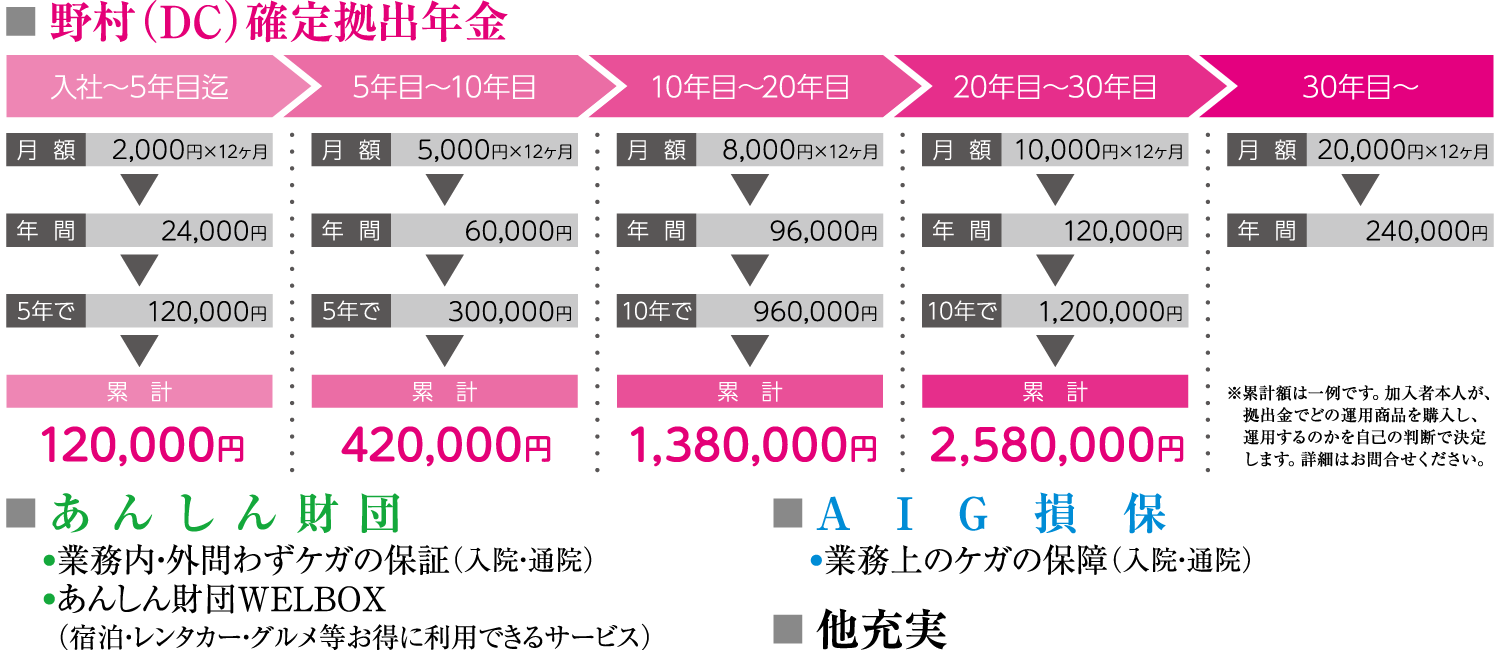 確定拠出年金・三井住友海上火災保険・あんしん財団・大同生命保険・他充実